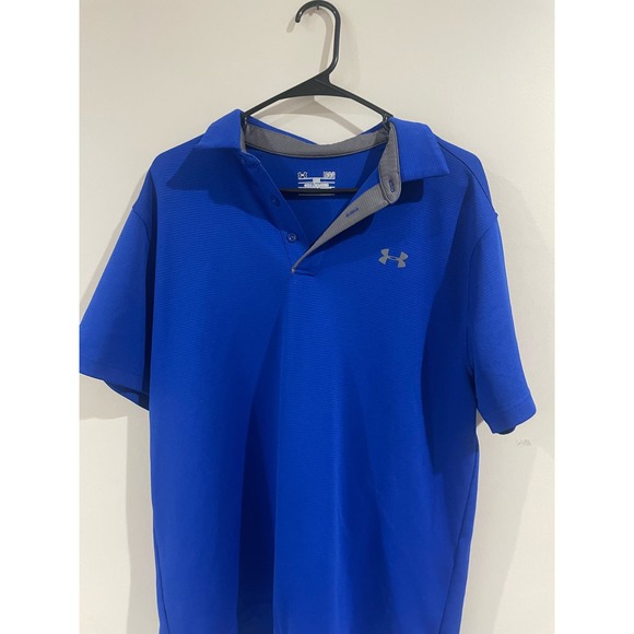 Mens Large Under Armour Golf Polo Blue - Picture 1 of 3